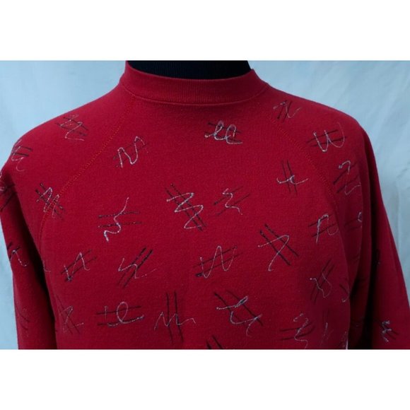 Discus Athletic XL Red Graffiti Squiggly Lines Glitter Heavyweight Sweatshirt - Picture 3 of 9